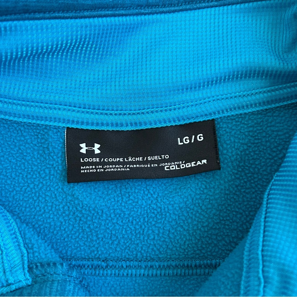 Under Armour ColdGear 1/4 Zip Pullover Men's Large Blue Two-Tone Fleece Loose - Picture 5 of 7